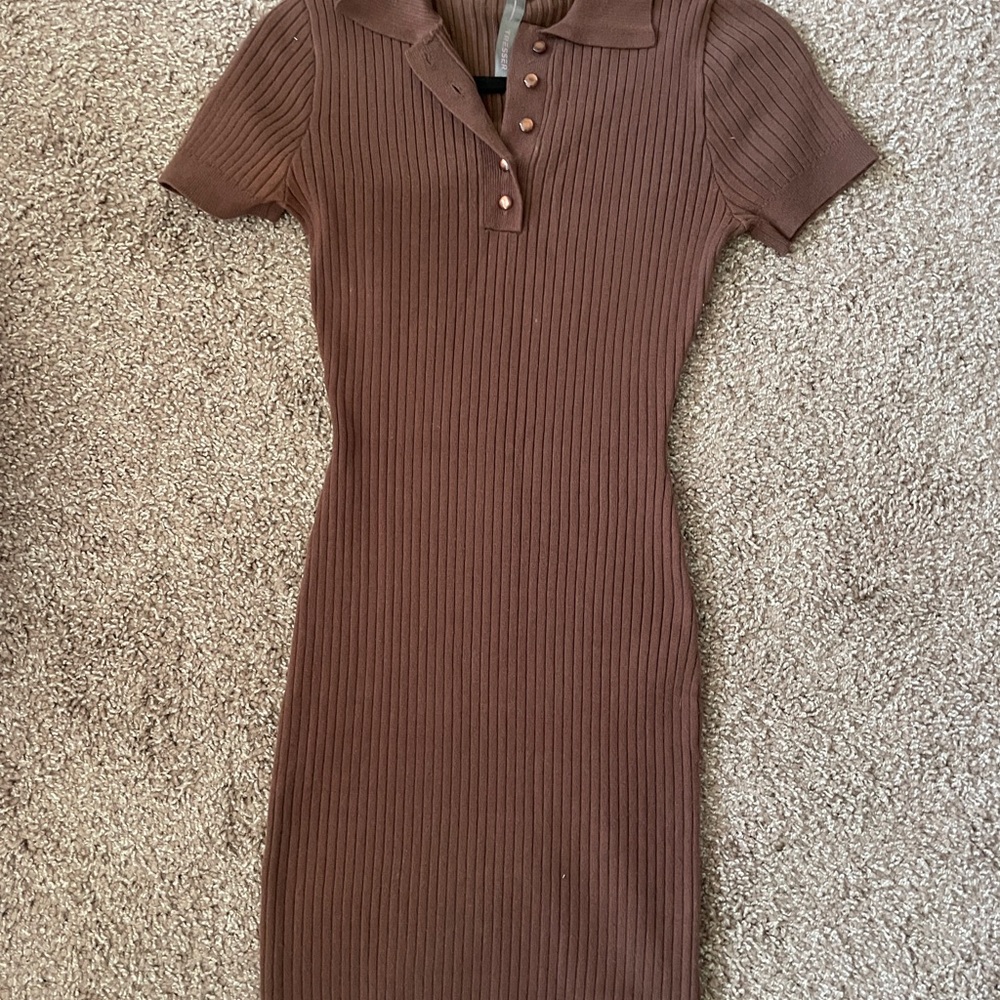 Target Brown Ribbed Midi Dress